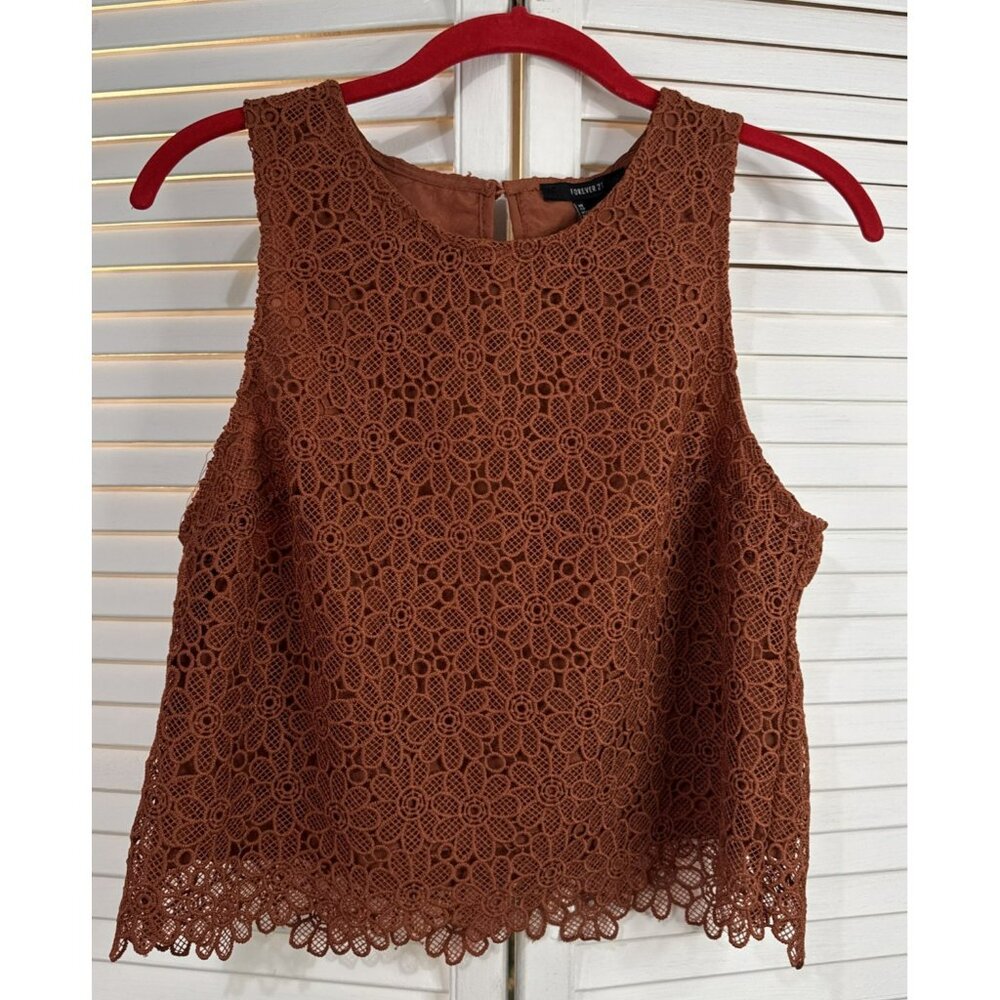 Forever 21  Embroidered Lace Tank Top S Coquette Y2K Festival Fairy